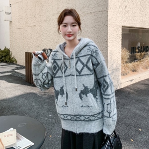 199-26510-P155-控228【好款现货】厚外套拉链开衫连帽图片