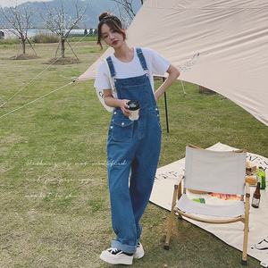 小清新牛仔背带裤女2022夏装新款韩版休闲百搭显瘦气质阔腿连体裤,10岁小女孩衣服搭配图片