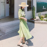 小清新法式浅绿色连衣裙女夏季2024新款小众设计感森系温柔风裙子，女装连衣裙，浙宝199