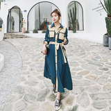 法式复古轻熟风衬衫裙女2025春季新款高级感收腰长裙超好看连衣裙，女装风衣，浙宝199