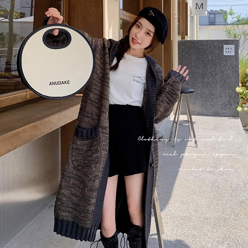 【WASEI水冰冰】复古毛衣外套女冬2024新款宽松中长款渐变针织衫,女装毛呢外套,浙宝199