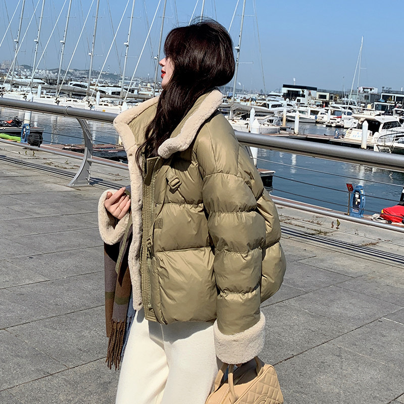 兔毛拼接豆绿色90羽绒服【现货】199-D365-P270-控398,女装羽绒服,浙宝199