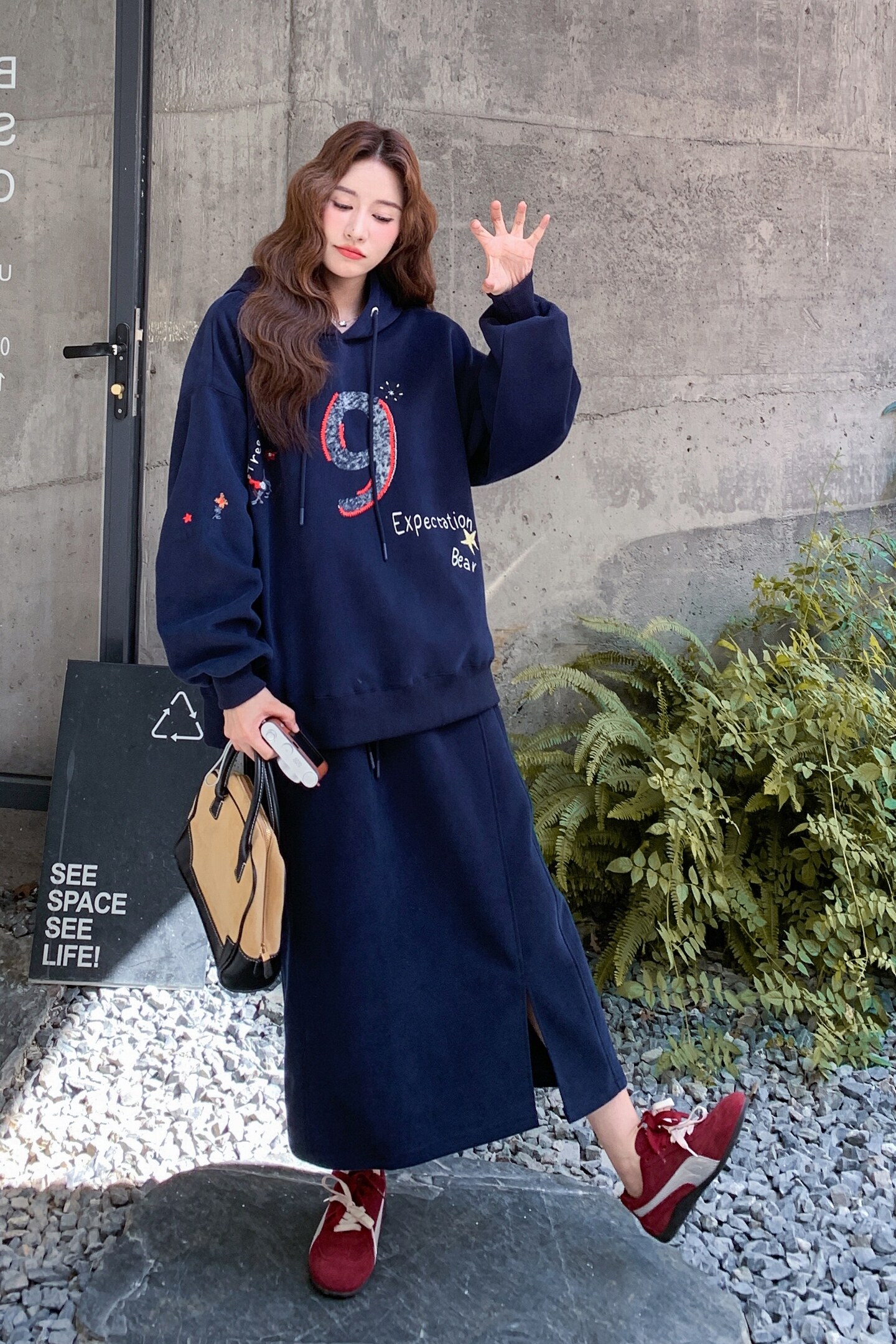 慵懒风休闲卫衣套装女2025秋季新款设计感高腰显瘦半身裙两件套,女装套装/套裙,浙宝199