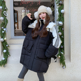 199-棉衣W89-P195-控288【好款现货】撞色拼接连帽工装风棉衣外套，女装棉衣/棉服，浙宝199