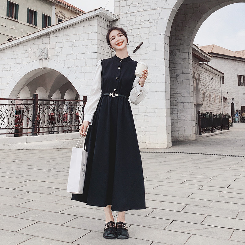韩系复古泡泡袖连衣裙女2025年春秋季新款法式修身显瘦茶歇长裙子,女装风衣,浙宝199