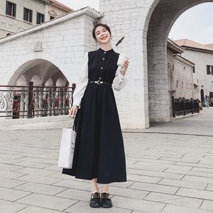 韩系复古泡泡袖连衣裙女2025年春秋季新款法式修身显瘦茶歇长裙子图片