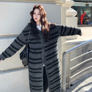 199-26500-P155-控228【好款现货】针织大衣连帽加厚保暖长款外套，女装针织衫/毛衣，浙宝199