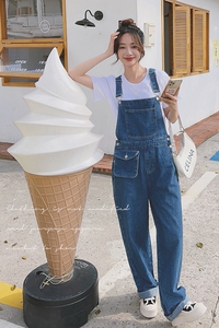 小清新牛仔背带裤女2022夏装新款韩版休闲百搭显瘦气质阔腿连体裤图片