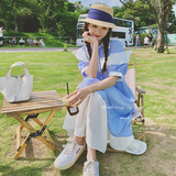 设计感小众不规则蓝色宽松衬衫长裙春秋新款温柔甜美连衣裙，女装连衣裙，浙宝199