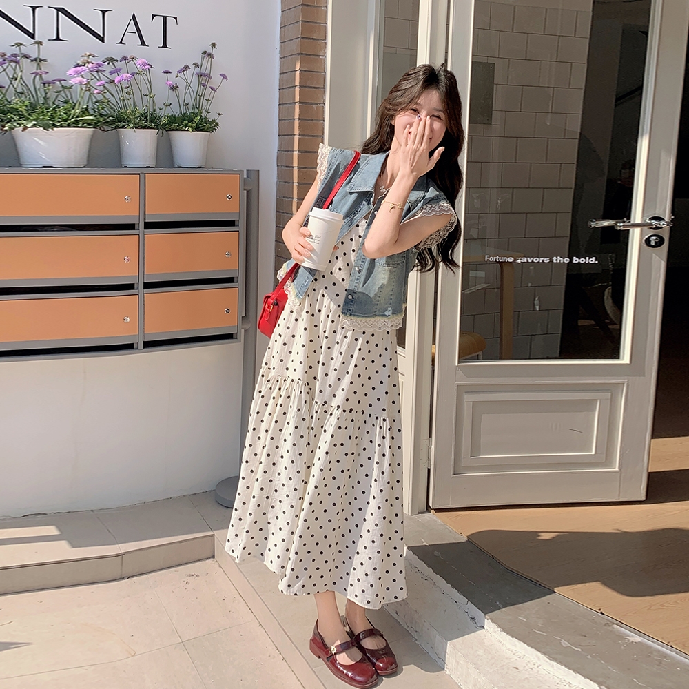 199-26112-P155-控228【现货】二件套牛仔马甲连衣裙，女装连衣裙，浙宝199