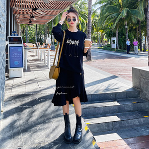 学院风卫衣套装裙两件套女高级感2025春装新款欧货爆款设计感套装图片