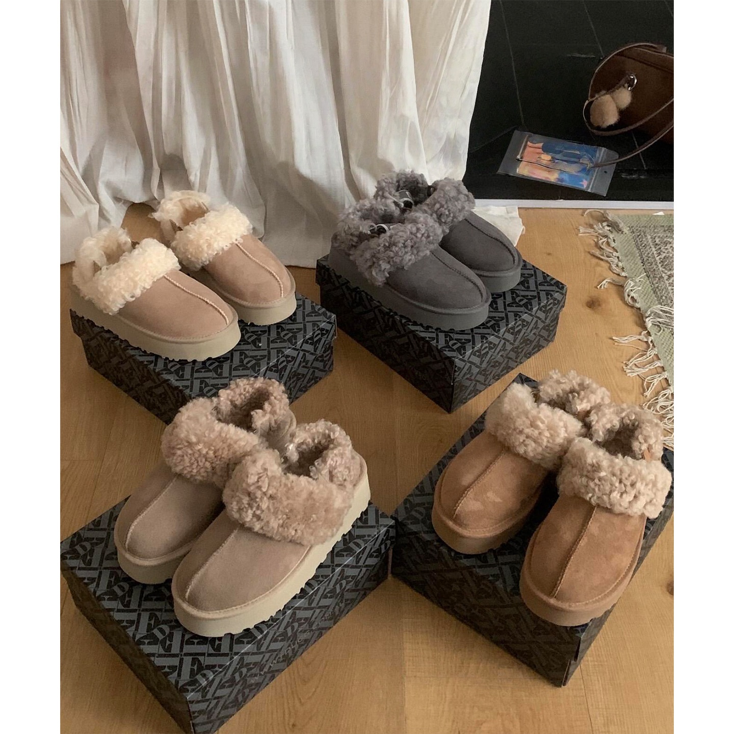 外穿包头加绒半拖鞋厚底增高