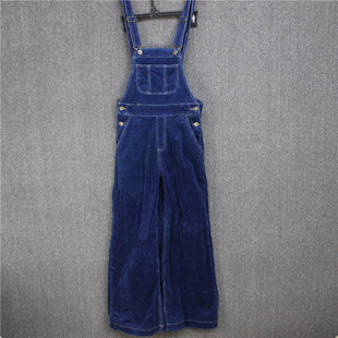 彬彬家~日本单贵牌潮灯芯绒背带裤略宽松微喇休闲裤