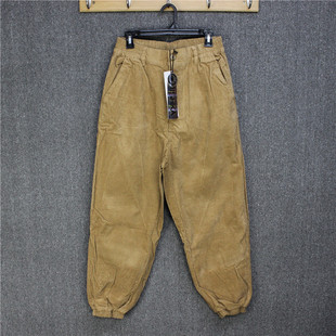 彬彬家~潮牌秋冬季高腰宽松束脚裤刺绣工装裤略厚实灯芯绒休闲裤