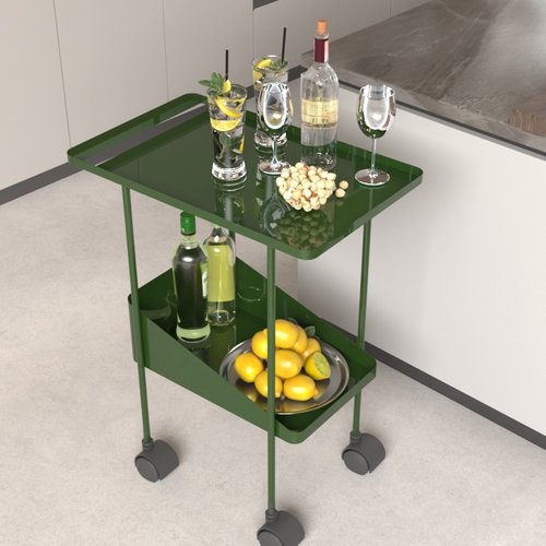 北欧移动酒水车送餐小推车双层设计点心小边机酒店kKTV送餐置物架