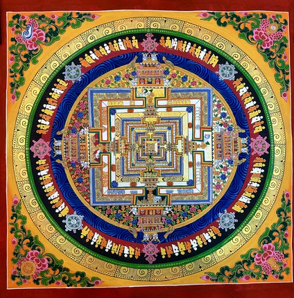 时轮金刚坛城手绘尼泊尔客厅玄关装饰画