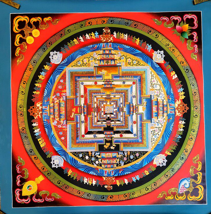 1米时轮金刚坛城手绘坛城唐卡客厅装饰画尼泊尔唐卡