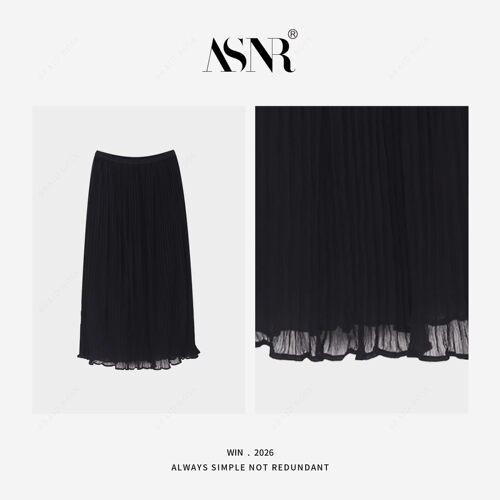 BRAID I 裙长90 26年早春新款/ 松紧腰双层牙签褶花边纱裙 033RL