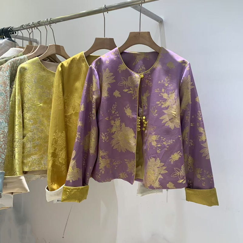 新中式提花撞色国风外套