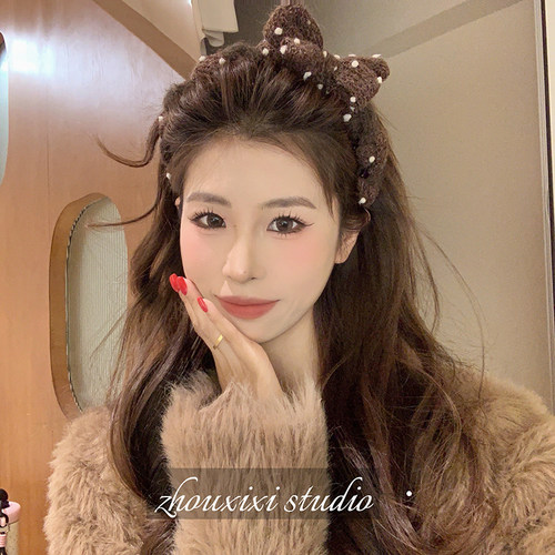 蝴蝶结缠绕布艺齿梳发箍女