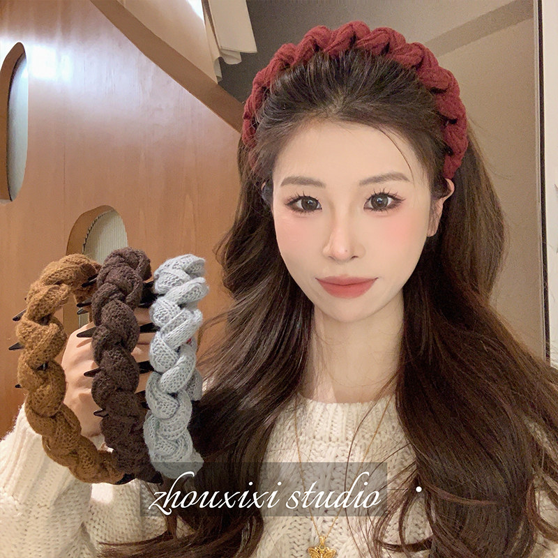 秋冬百搭毛线缠绕齿梳发箍