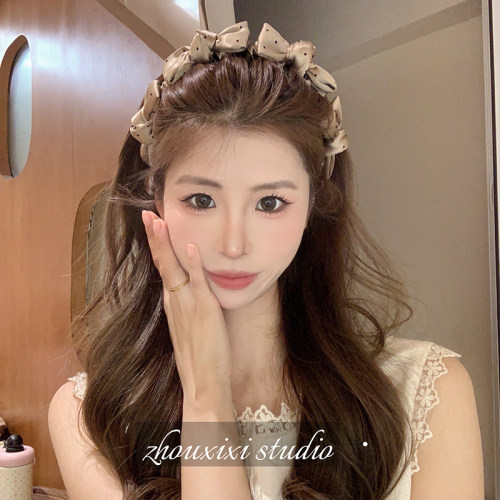 时尚百搭波点齿梳蝴蝶结发箍