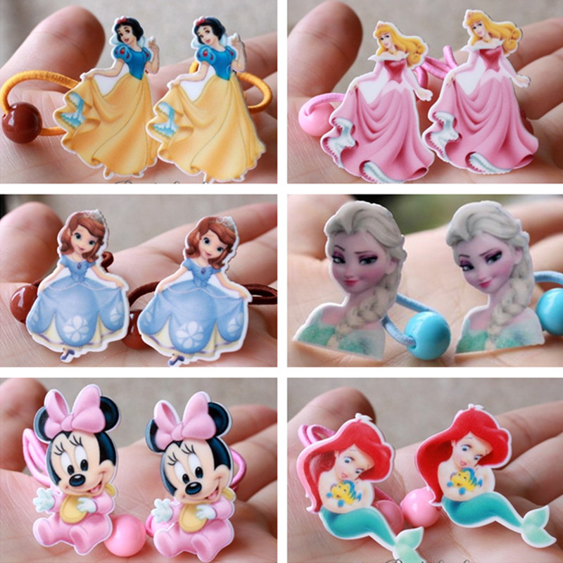 环保树脂卡通儿童发夹公主头饰 韩版发卡可爱女孩发圈头绳包邮1对