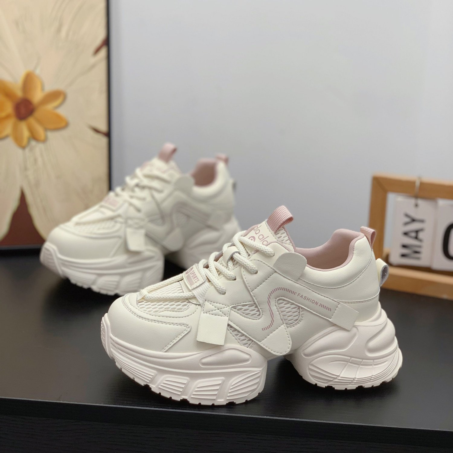 韩版时尚真皮老爹鞋小个子女2025秋冬新款内增高6CM显瘦运动跑鞋