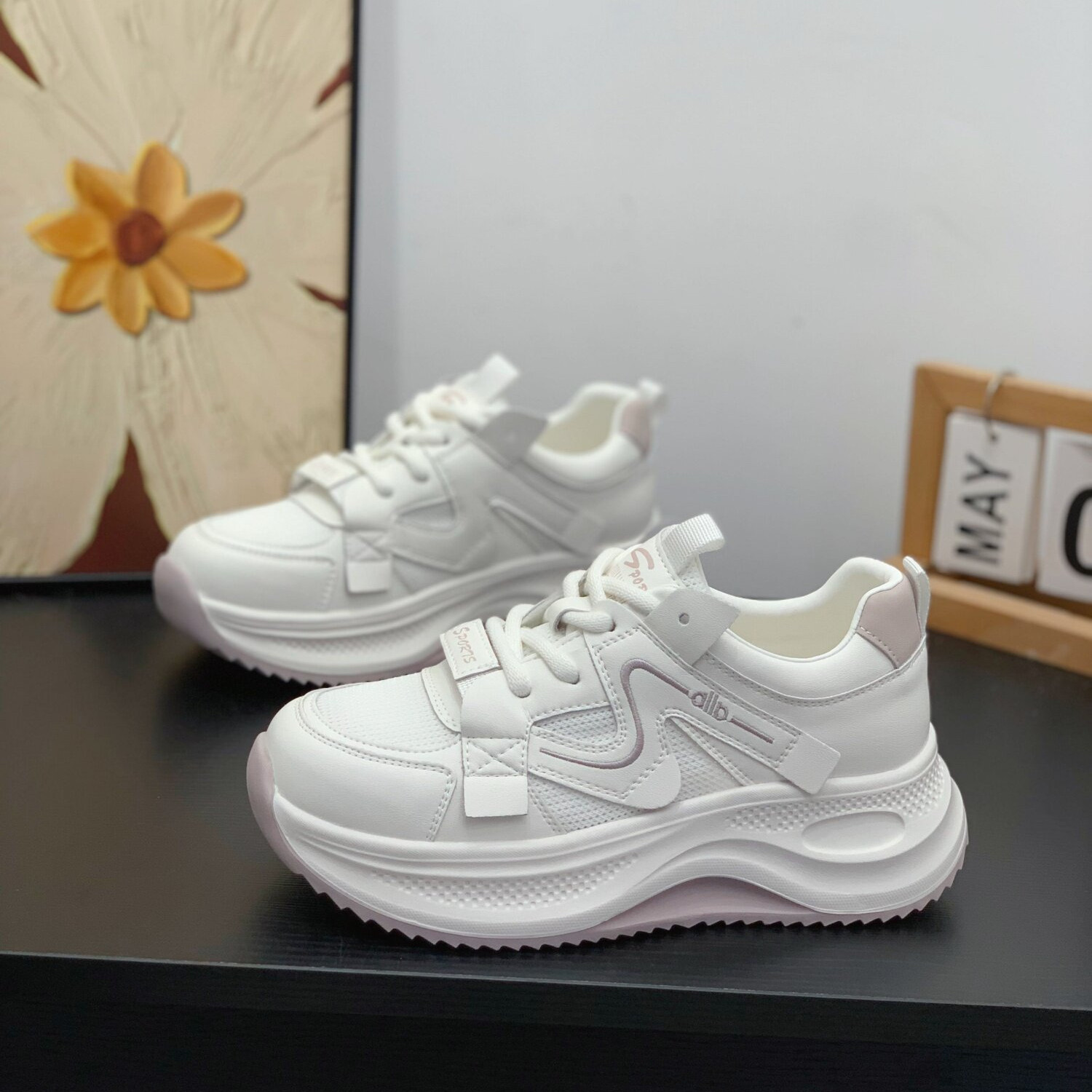 厚底增高真皮老爹鞋女2026夏季新款镂空透气运动鞋轻便单网阿甘鞋