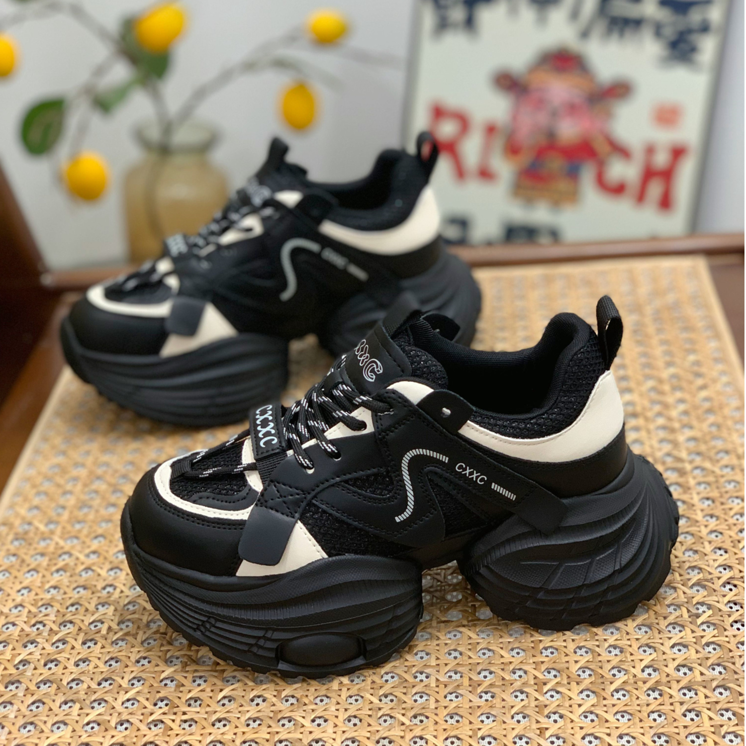 小个子增高老爹鞋复古运动熊猫鞋