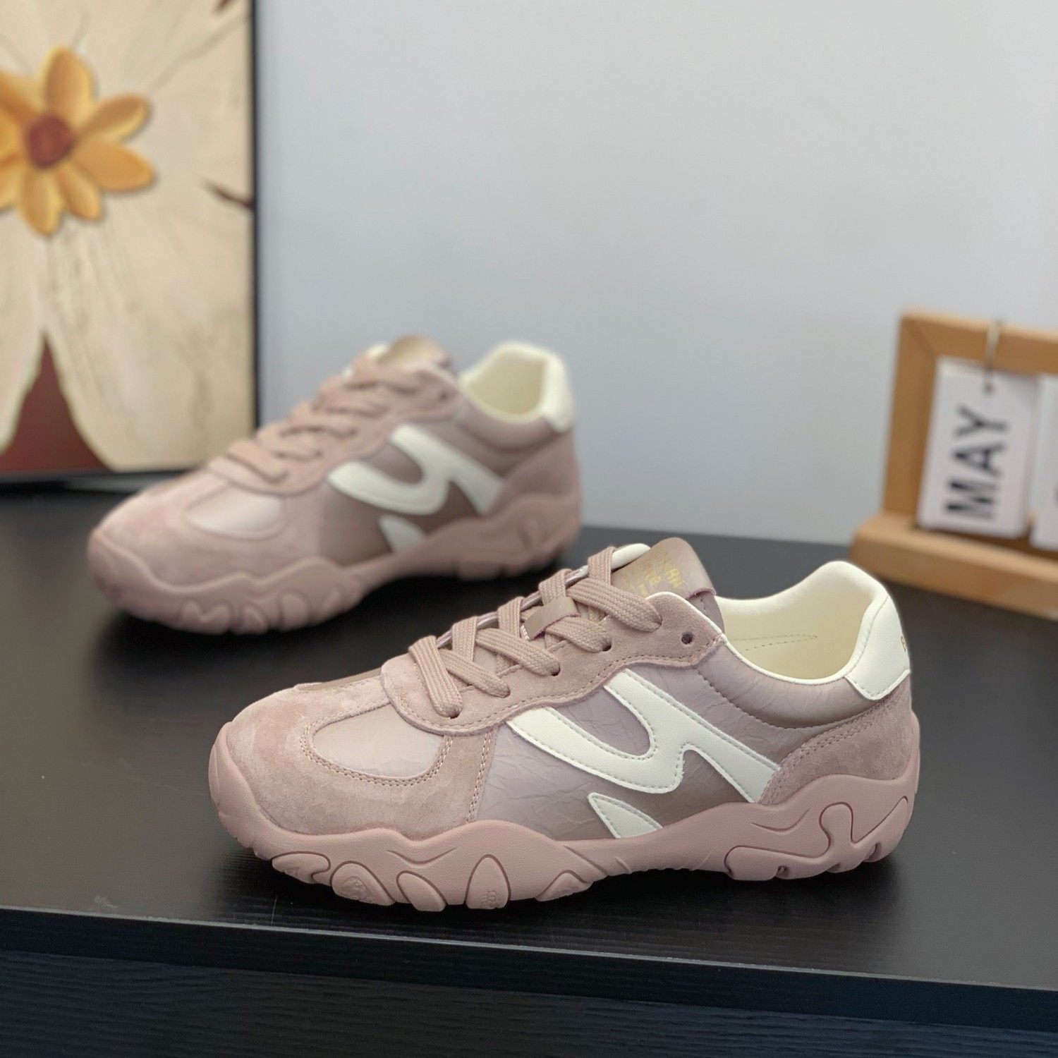 真皮时尚炸街德训鞋女2026春季新款百搭平底阿甘鞋显脚小运动跑鞋,女鞋,老爹鞋,淘宝优惠券,粉丝福利购,淘宝优惠卷