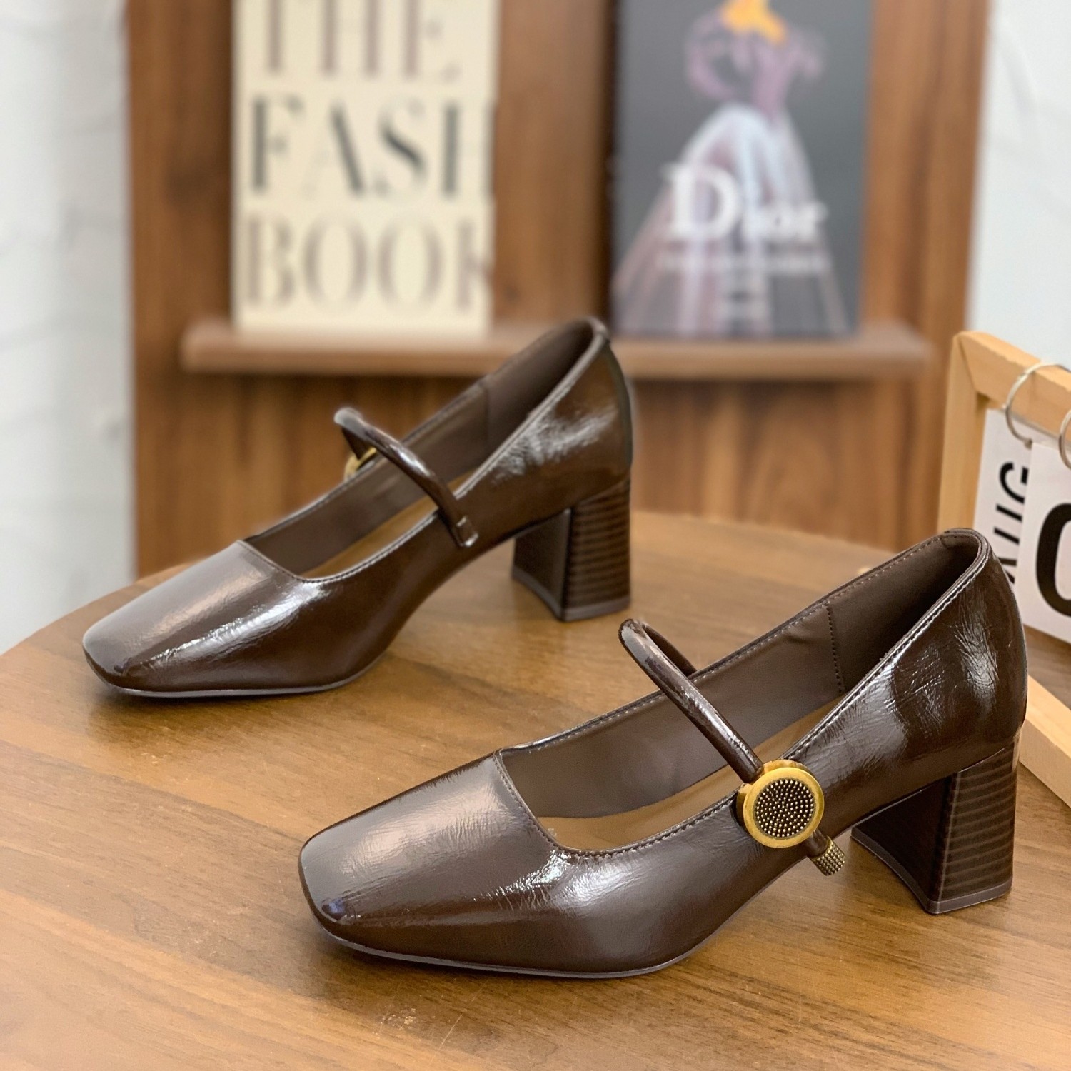 粗跟玛丽珍鞋女2025秋季新款时尚设计一字带浅口单鞋配裙子高跟鞋,女鞋,玛丽珍鞋,淘宝优惠券,粉丝福利购,淘宝优惠卷