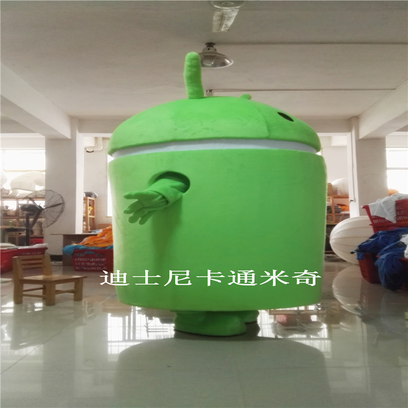 卡通人偶表演服装广告宣传安卓机器人手机系统