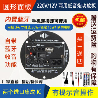 蓝牙功放板12V/220V低音炮功放板音箱主板内置蓝牙/收音/4寸功放