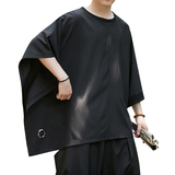 风C新中式不规则蝙蝠袖冰丝舞台表演半袖t恤男T27-P55控78，男装T恤，电商A005