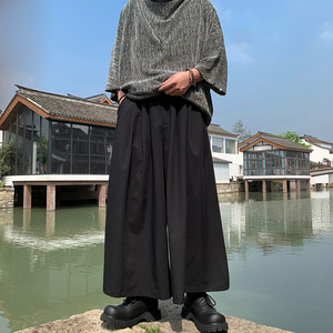新中式A风原创设计不规则阔腿裤风风裙裤男K181-P68控88图片