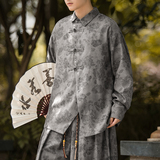 新中式E风暗黑盘扣设计小众暗花灯芯绒衬衫t恤男CS08-P68控88，男装T恤，电商A005