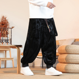 风C小众设计金丝绒龙纹九分裤哈伦裤飞鼠裤K259-P68控88，男装休闲裤，电商A005