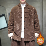新中式M盘扣树叶暗花灯芯绒羊羔毛夹克棉衣外套男JK17-P135控158，男装夹克，电商A005