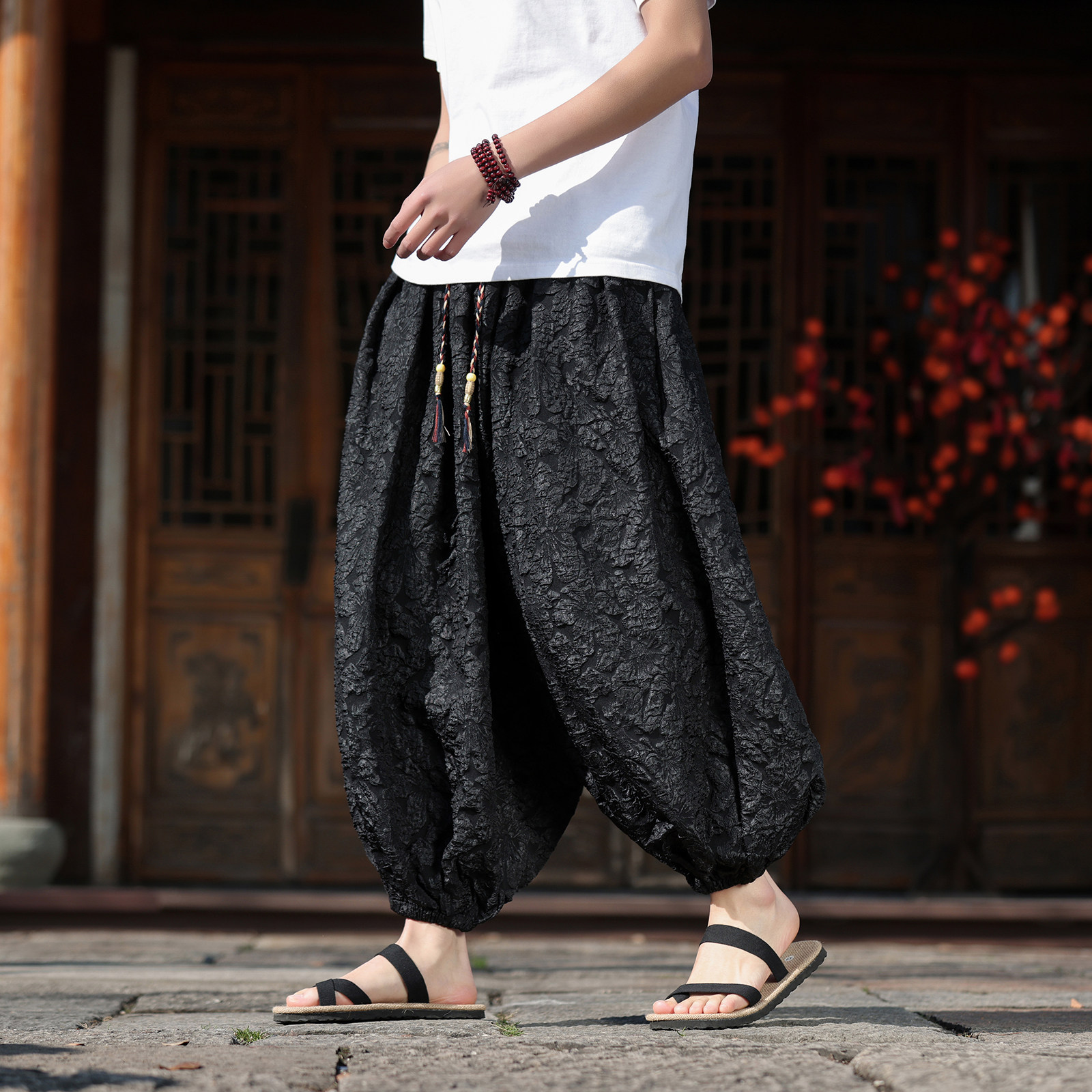 2026春夏风G凹凸感提花九分裤男长裤灯笼束脚裤K282-P58控78，男装休闲裤，电商A005