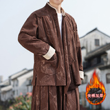 新中式R斜襟龙纹灯芯绒中山装夹棉加厚外套棉衣JK1020-P135控158，男装棉衣，电商A005