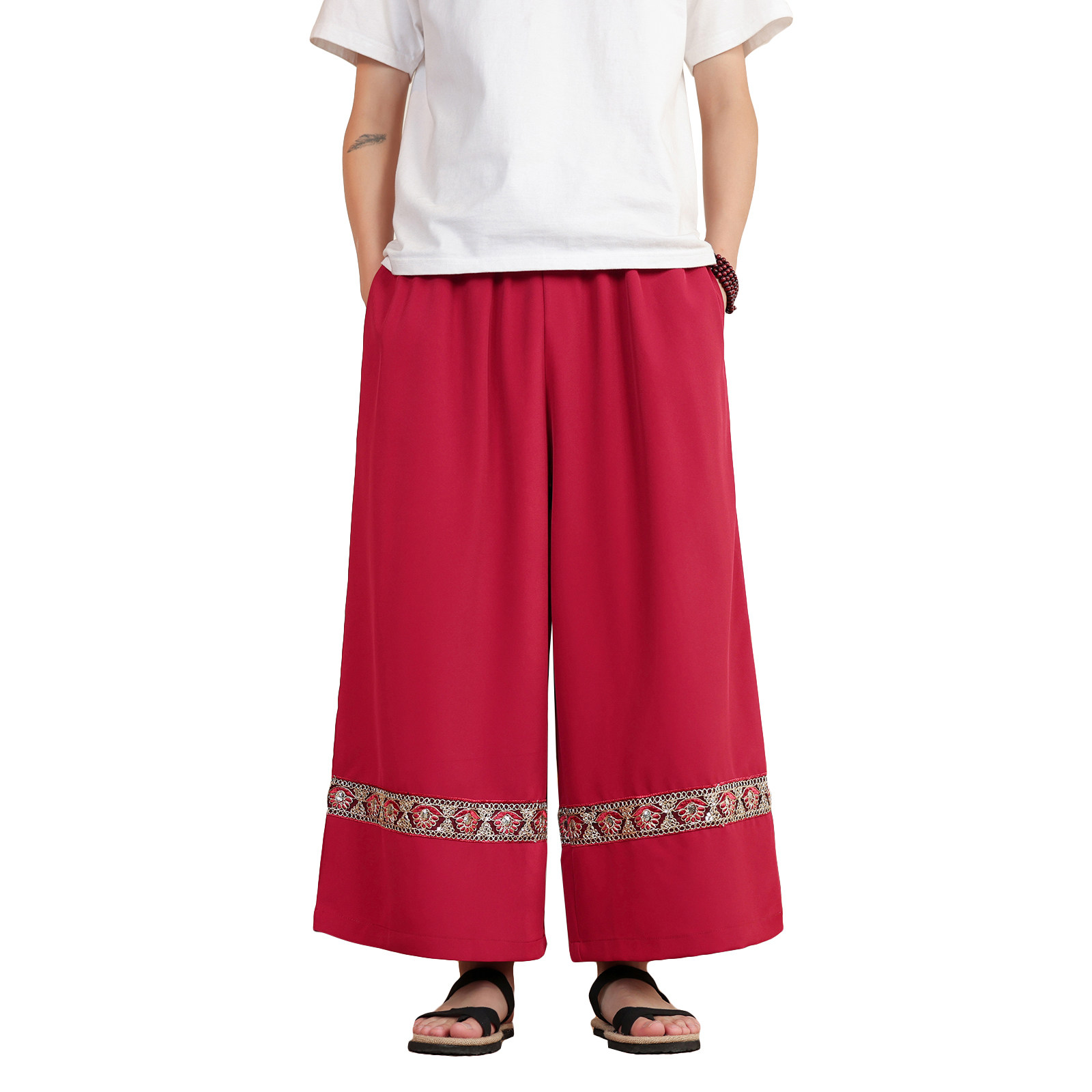 男女春夏风壮族苗族彝族瑶族演出舞蹈服饰阔腿裤K272-P68控88,男装休闲裤,电商A005