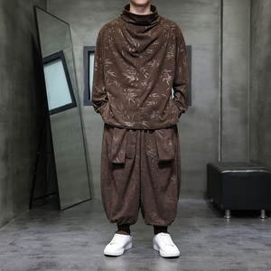 卫衣树叶灯芯绒B堆堆领T恤打底衫束脚飞鼠裤套装TZ125-P133控158