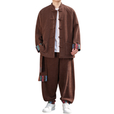 新中式AD民族风麦穗纹灯芯绒夹克外套舞蹈套装男TZ129-P150控178，男装夹克，电商A005