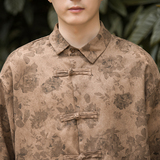 新中式E风暗黑盘扣设计小众暗花灯芯绒衬衫t恤男CS08-P68控88，男装T恤，电商A005