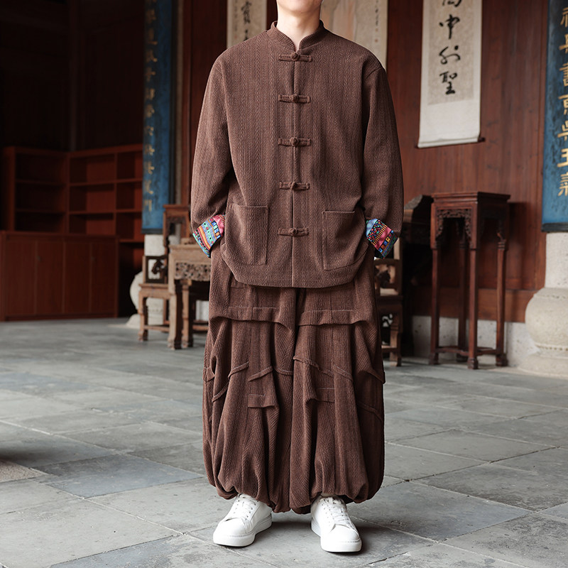 新中式AA民族风盘扣麦穗纹灯芯绒外套阔腿裤套装TZ130-P150控178图片