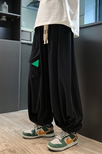 美式高街大口袋A小众设计华夫格工装裤篮球运动裤男K87-P68 控88图片