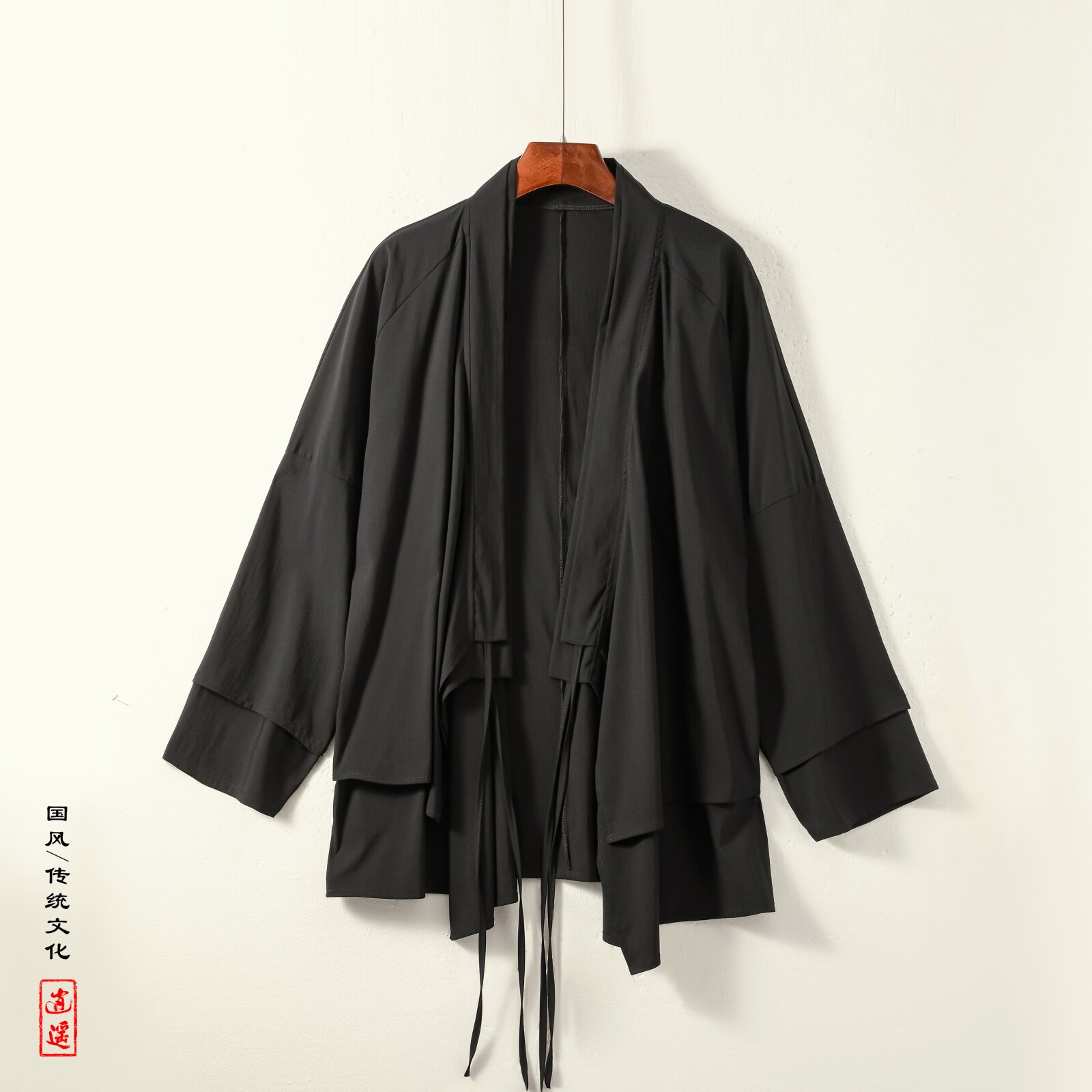 新中式假两件设计感道袍宽松开衫中长款汉服男披风FY09-P95控118，男装民族服装，电商A005