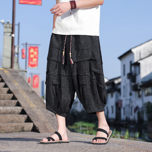 风I冰丝垂感折褶小众设计七分裤短裤阔腿裤男DK230-P60控88图片