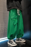 日系工装裤男设计感小众灯笼裤胖子大码宽松oversize华夫格运动裤，男装工装外套，电商A005